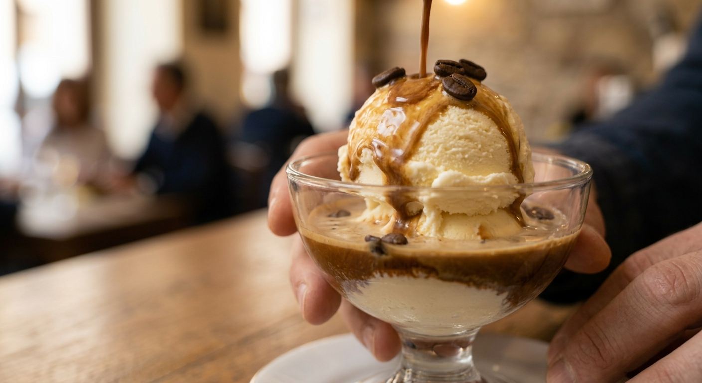 Affogato: lody waniliowe z gorącym espresso
